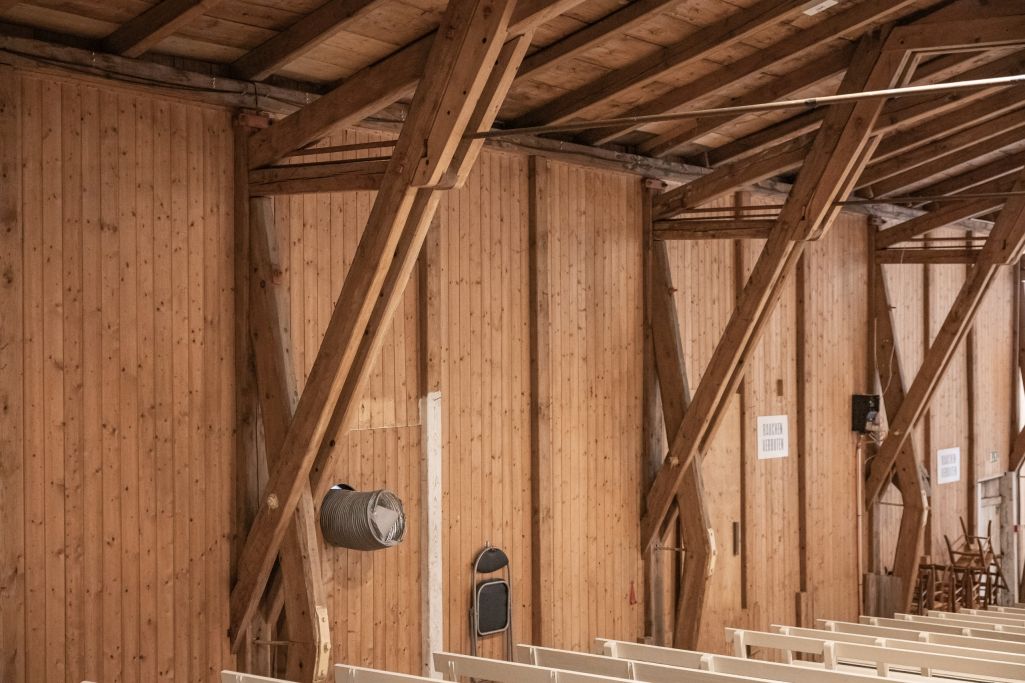 Detail Binderkonstruktion mit Zugband. Foto: Elia Schneider, 2023