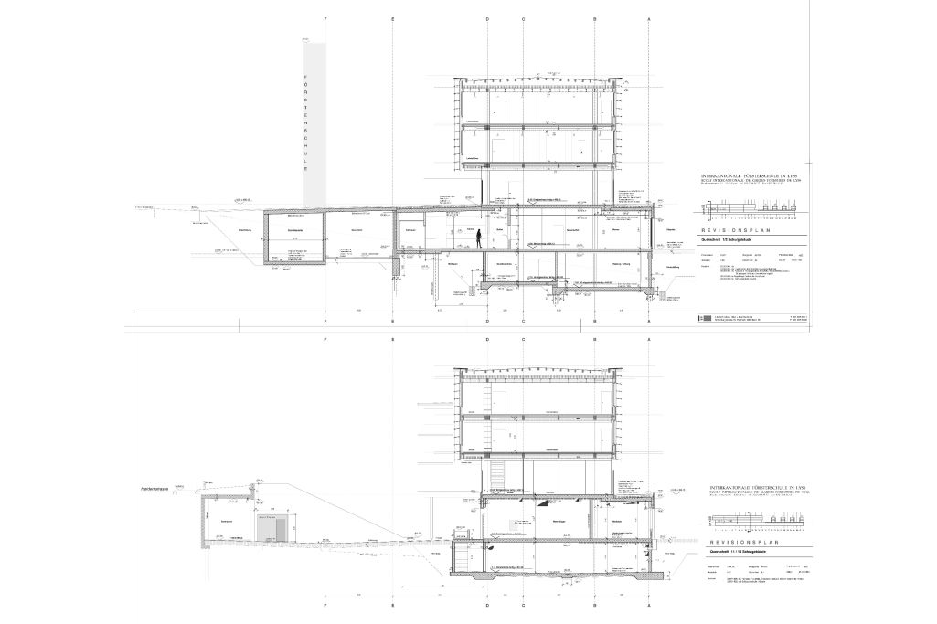 Querschnitte M 1:50. Zeichnung: Itten + Brechbühl AG, 1996