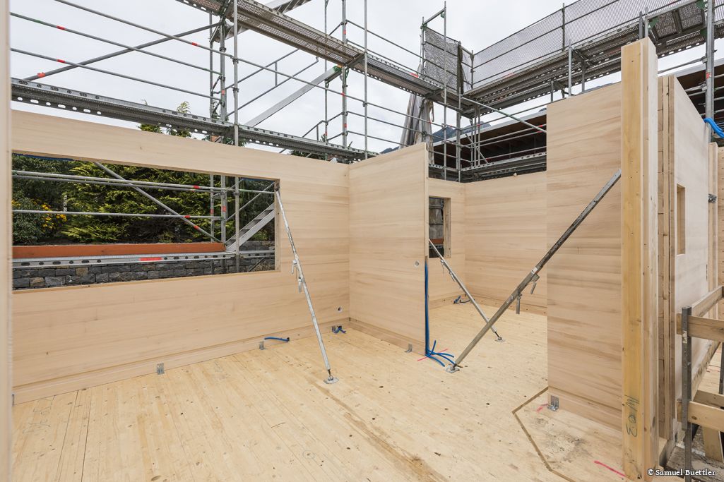Wandaufbau Holz. Foto: Seiler Linhart Architekten, 2018