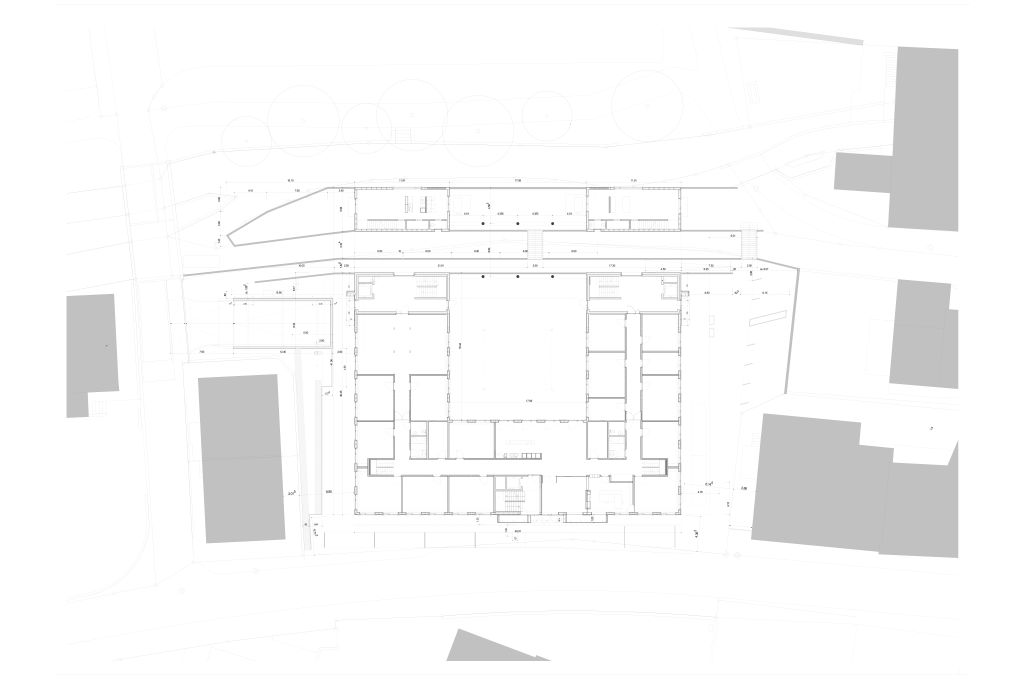 Erdgeschoss M 1:50. Zeichnung: Scheitlin Syfrig Architekten, 2000