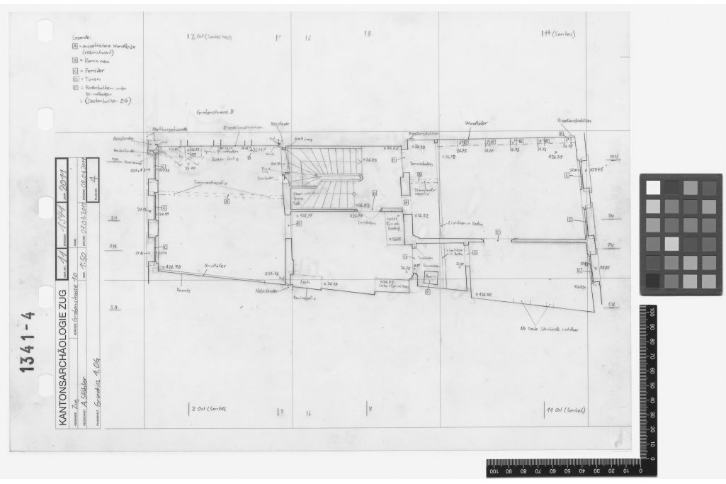 Grundriss 1. Obergeschoss, Bauaufnahme der Archäologie. Zeichnung: A. Stäbler, Amt für Denkmalpflege und Archäologie des Kantons Zug (01341_PL_0004), 2011