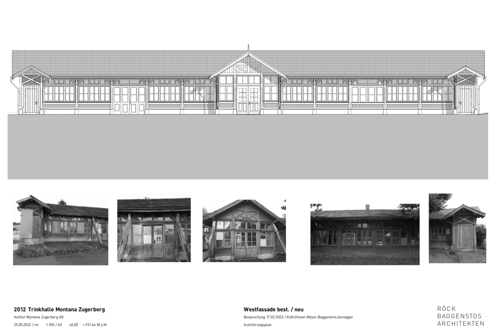 Trinkhalle Fassaden West. Zeichnung: Röck Baggenstoss Architekten AG, 2022