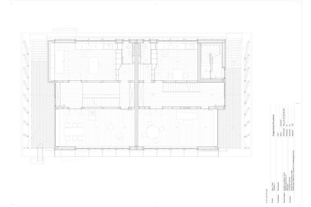 Grundriss Erdgeschoss M 1:50. Zeichnung: Loeliger Strub Architektur, 2015
