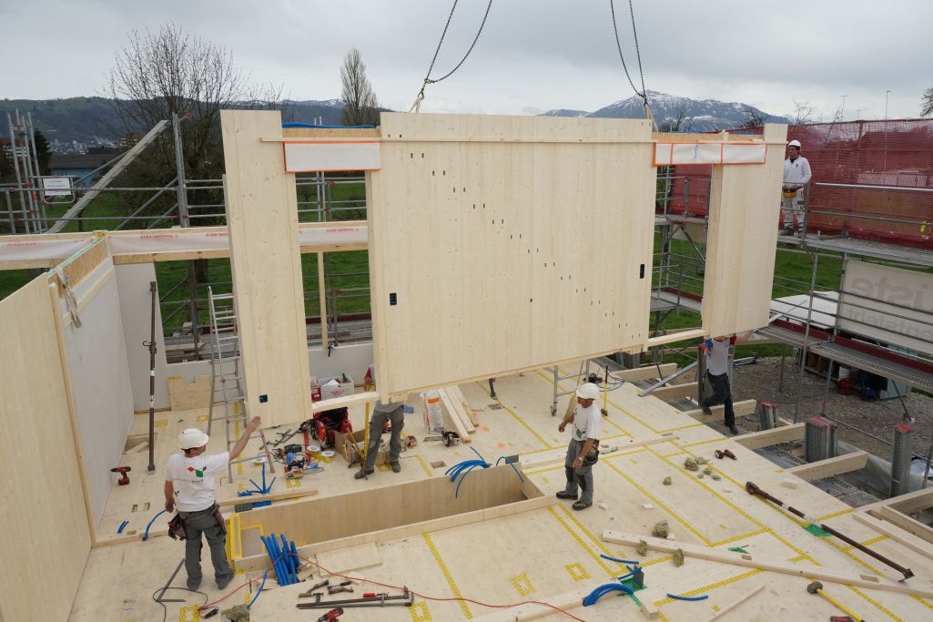 Holztafelbauweise. Foto: Loeliger Strub Architektur, 2018