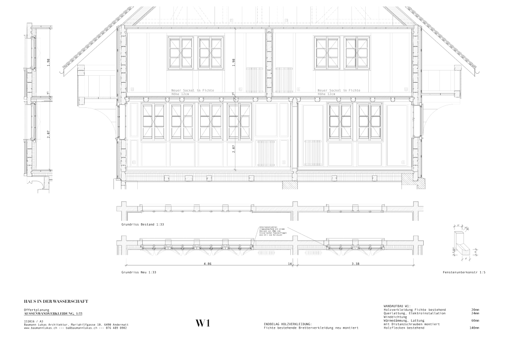 Detail Westwand. Plan: Lukas Baumann Architektur, 2021