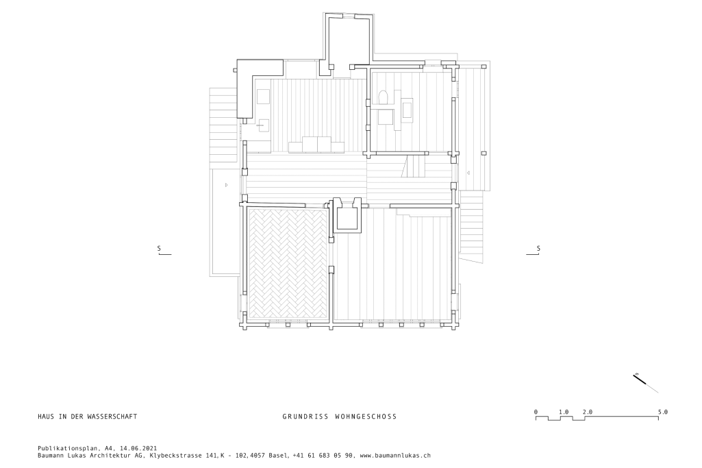 Grundriss Erdgeschoss. Plan: Lukas Baumann Architektur, 2021