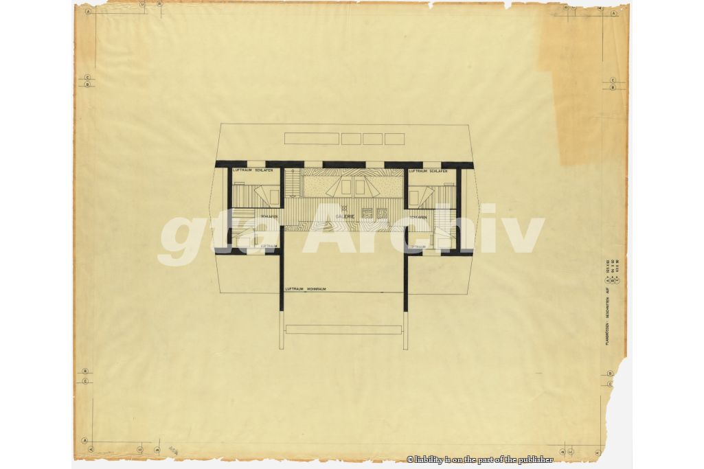 Grundriss OG. Zeichnung: Justus Dahinden, 1961