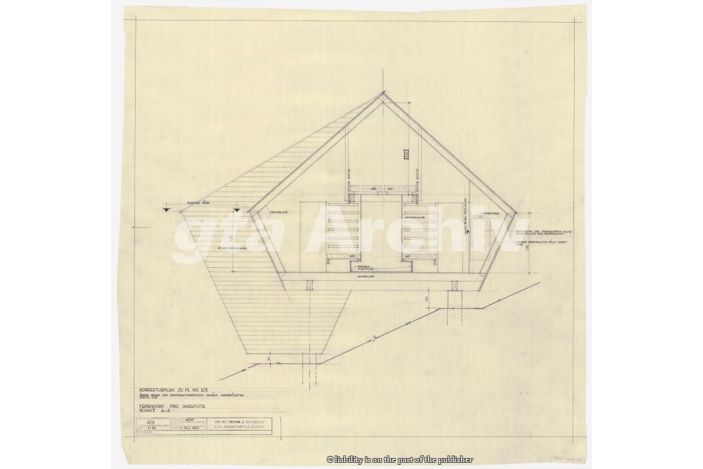 Querschnitt. Zeichnung: Justus Dahinden, 1960