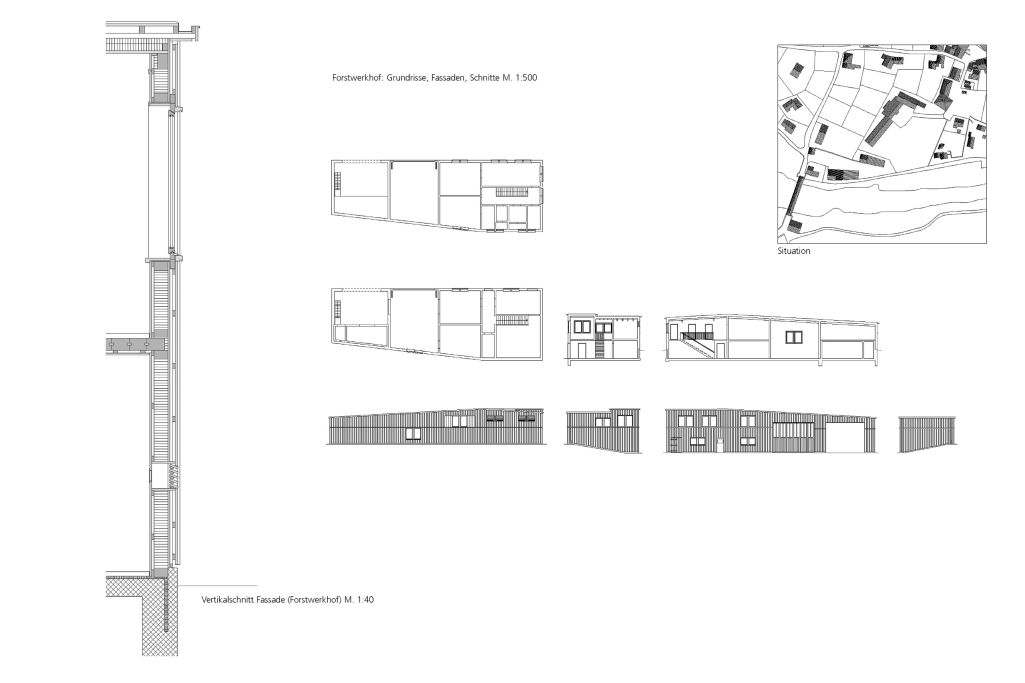 Grundrisse, Schnitte. Zeichnung: Arthur Rüegg ETHZ
