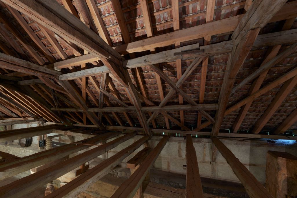 Ansicht Dachbinder mit Aussteifung. Foto: Amt für Denkmalpflege des Kantons Schaffhausen, 2009