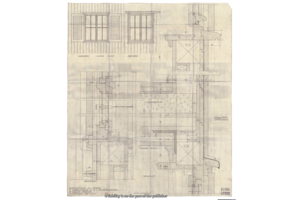 Detail Fenster. Zeichnung: Franz Scheibler/GTA Archiv 59_050_2, 1944