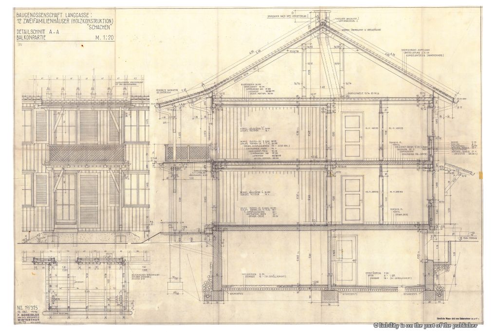 Querschnitt. Zeichnung: Franz Scheibler/GTA Archiv 59_050_3, 1944