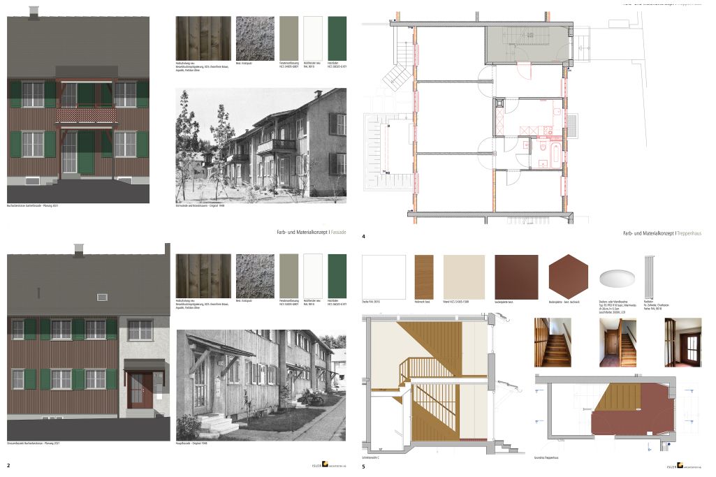 Materialisierung. Zeichnung: Isler Architekten, 2022