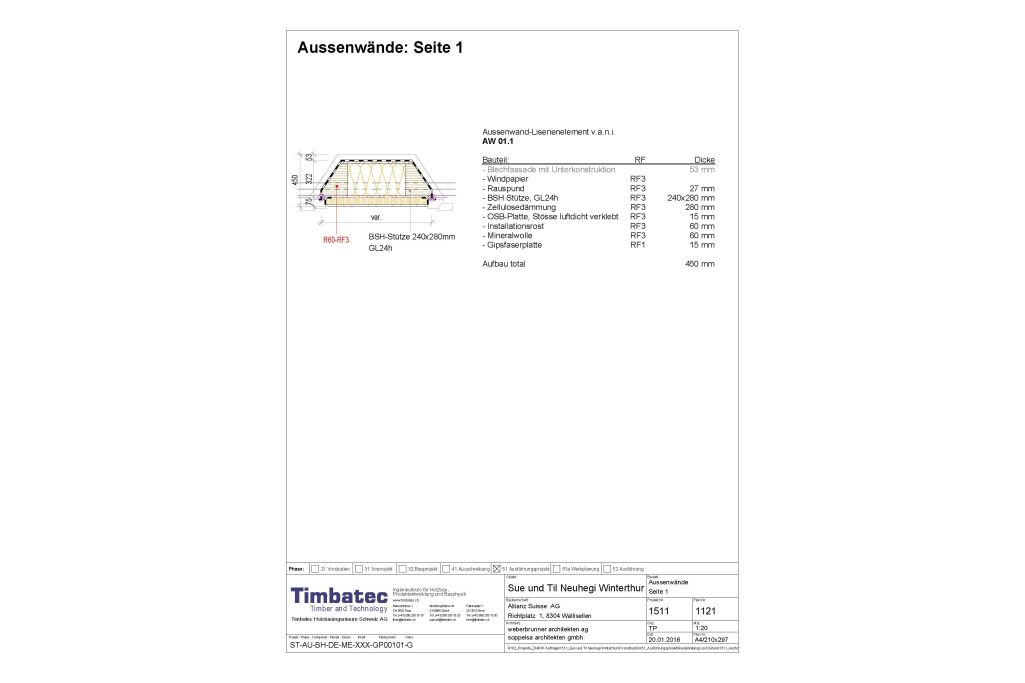 Aussenwand M 1:20. Zeichnung: Timbatec, 2016