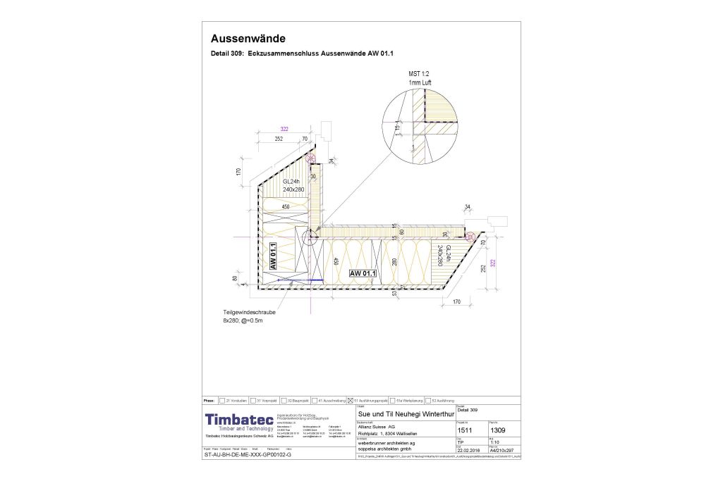 Hausecke M 1:10. Zeichnung: Timbatec, 2016
