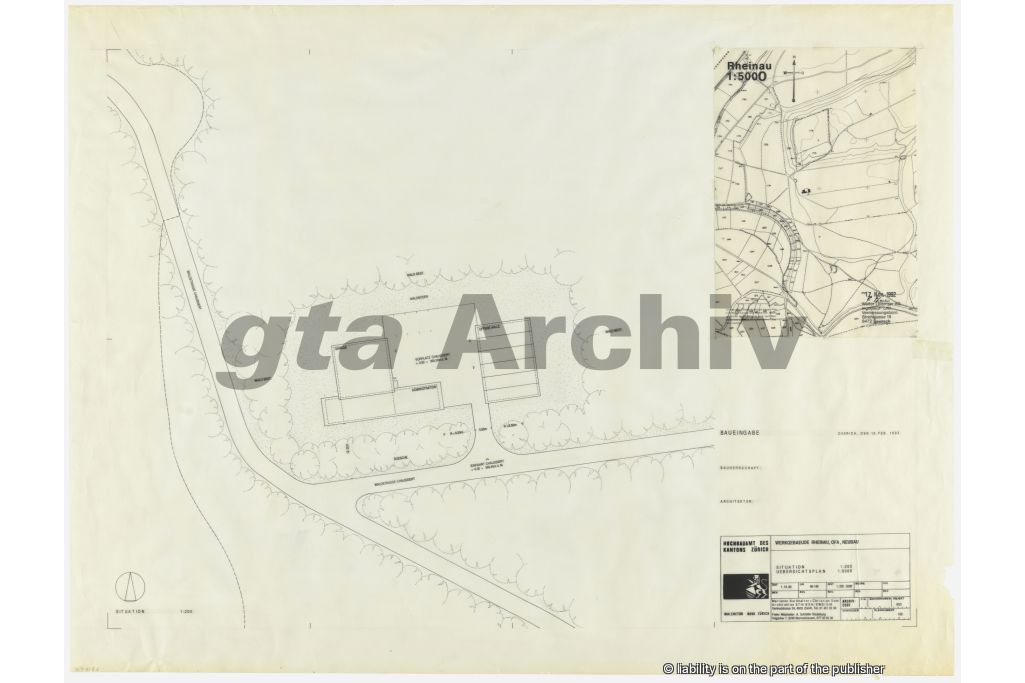 Situationsplan M 1:200. Zeichnung: Burkhalter Sumi Architekten, 1992 (gta Archiv, ETH Zürich, 267_603_3)
