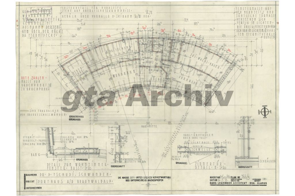 Grundriss Erdgeschoss. Zeichnung: Hans Leuzinger, 1931 (gta Archiv, ETH Zürich, 45_022)